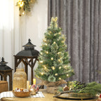 60cm Tall Small Christmas Tree with 35 White LED Lights, 68 Thick and Fireproof Branches