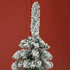 2-Section Snow-Covered Christmas Tree with 395 Metal and Plastic Branches, 46x46x180cm, Green