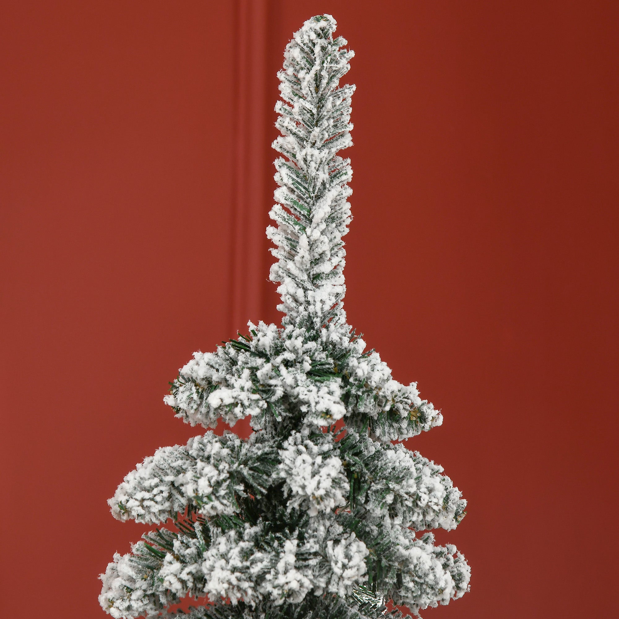 2-Section Snow-Covered Christmas Tree with 395 Metal and Plastic Branches, 46x46x180cm, Green