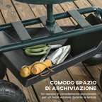 Outsunny Garden Cart with Adjustable Seat and Bottom Tray, Steel and PP, 83x36.5x45-60 cm, Dark Green