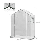 Outsunny PE Garden Greenhouse Cover with Hinged Door and Windows, 140x73x190 cm, White