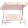 2-Seater Outdoor Children's Swing with Adjustable Canopy and Safety Belt, 112x75x120 cm, Pink