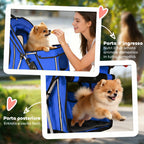 PawHut Folding Dog Stroller with Rain Cover, Swivel Wheels, and Washable Cushion, Blue