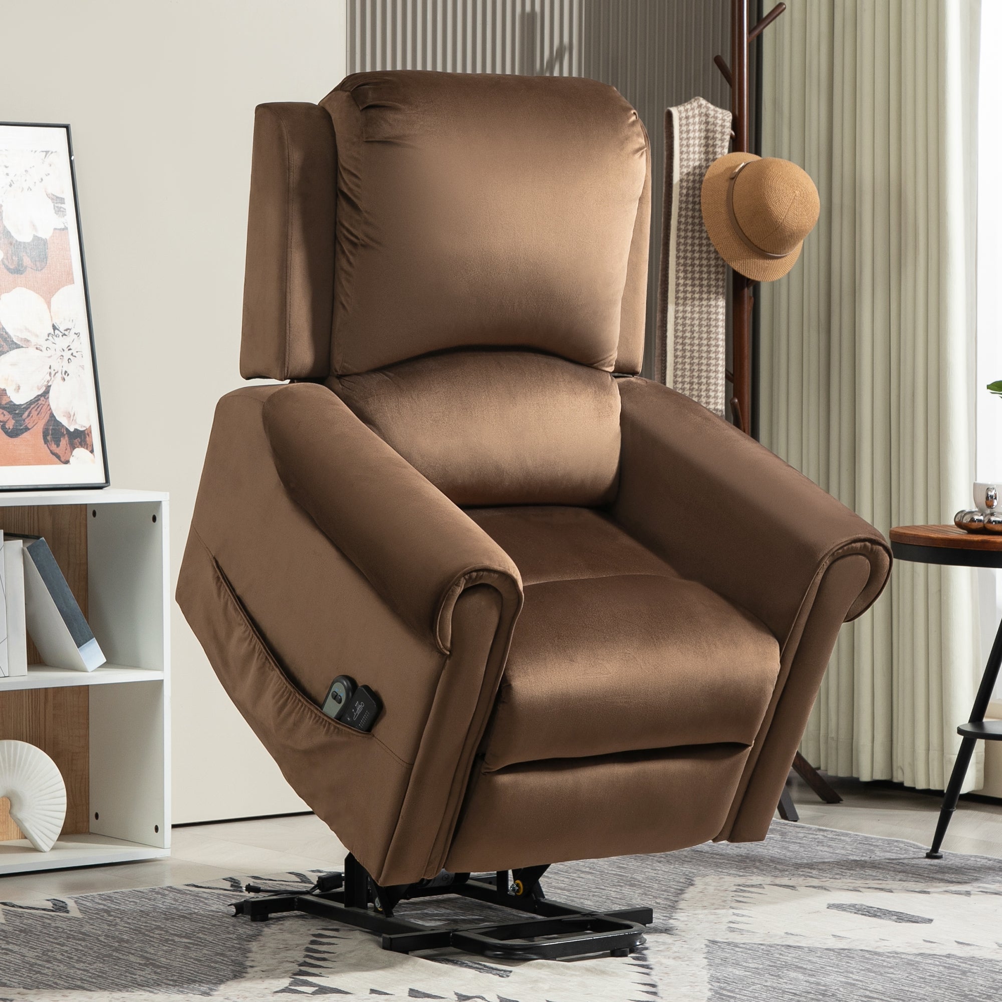 135° Reclining Lift Massage Chair with Remote Control, 88x92x106 cm, Dark Brown