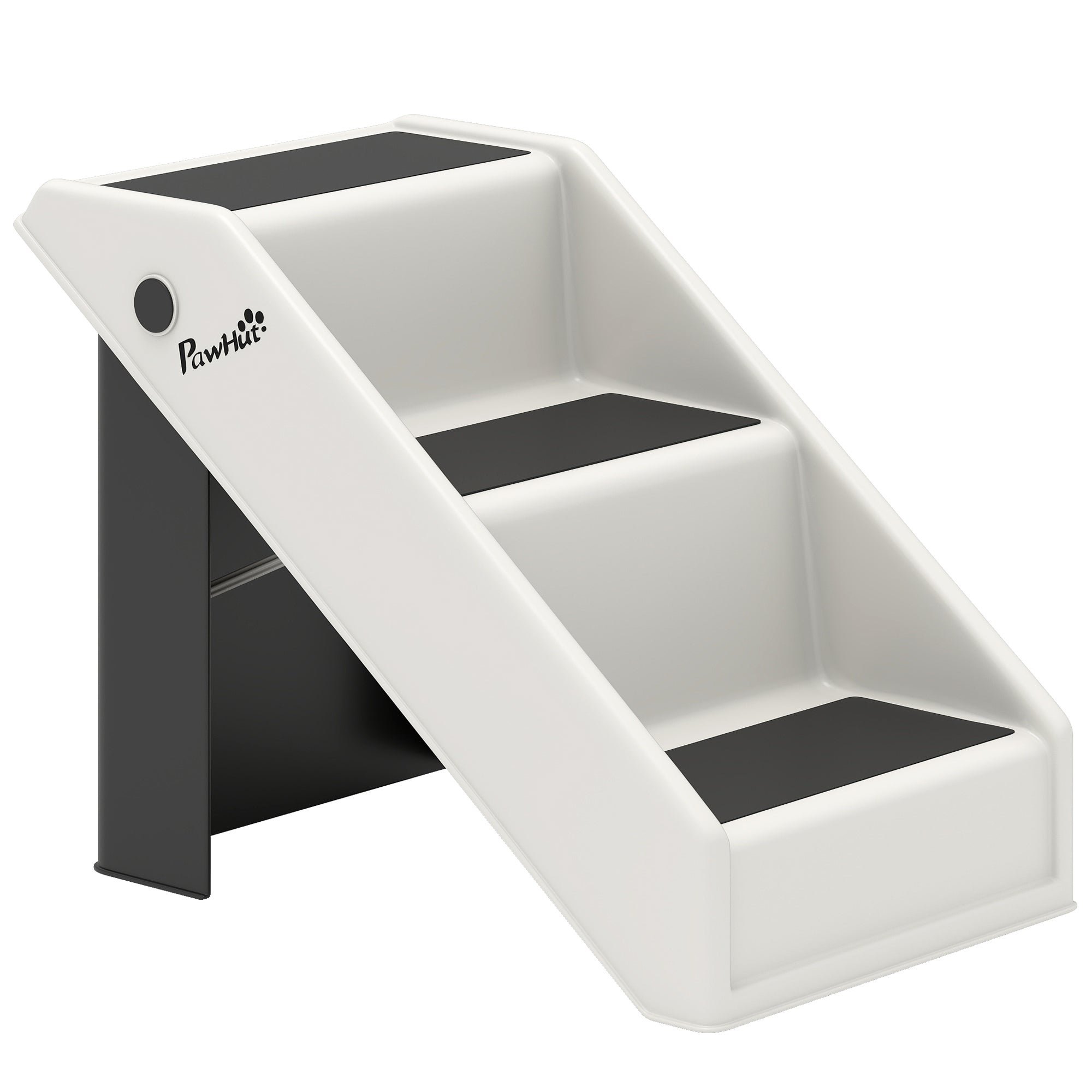 3-Step Non-Slip Dog and Cat Step Ladder, Foldable Design with 10kg Capacity, Cream
