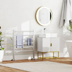 Bathroom Mirror with LED Light, 3-Tone Adjustable Brightness and Memory Function, Ø60 cm, Gold