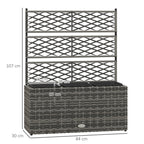 Outsunny Fioriera with grilled for climbing with 3 steel vessels and rattan pe, 84x30x107cm, gray - Borgè