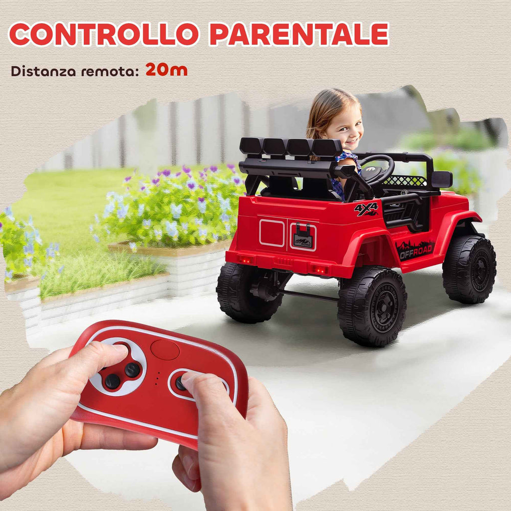 AIYAPLAY Children's Off-Road Vehicle with Lights, Horn, Belt and Remote Control, Made of PP and Metal, 99x66x68.5 cm, Red