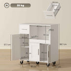 HOMCOM Wooden Microwave Cabinet with Drawer, 2 Cupboards, Open Shelf and Adjustable Top, 80x40x88.7 cm, White