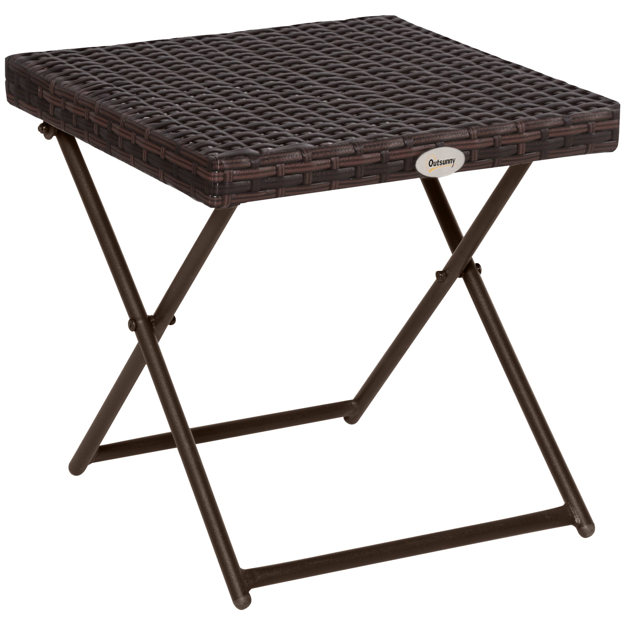 Folding Garden Table in Synthetic Rattan and Steel, Space-Saving Balcony Table, 40x40x40cm, Brown
