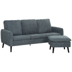 3 Seater Corner Sofa with Reversible Chaise Longue, in Velvet Effect Fabric, 196x140x88 cm, Charcoal Grey