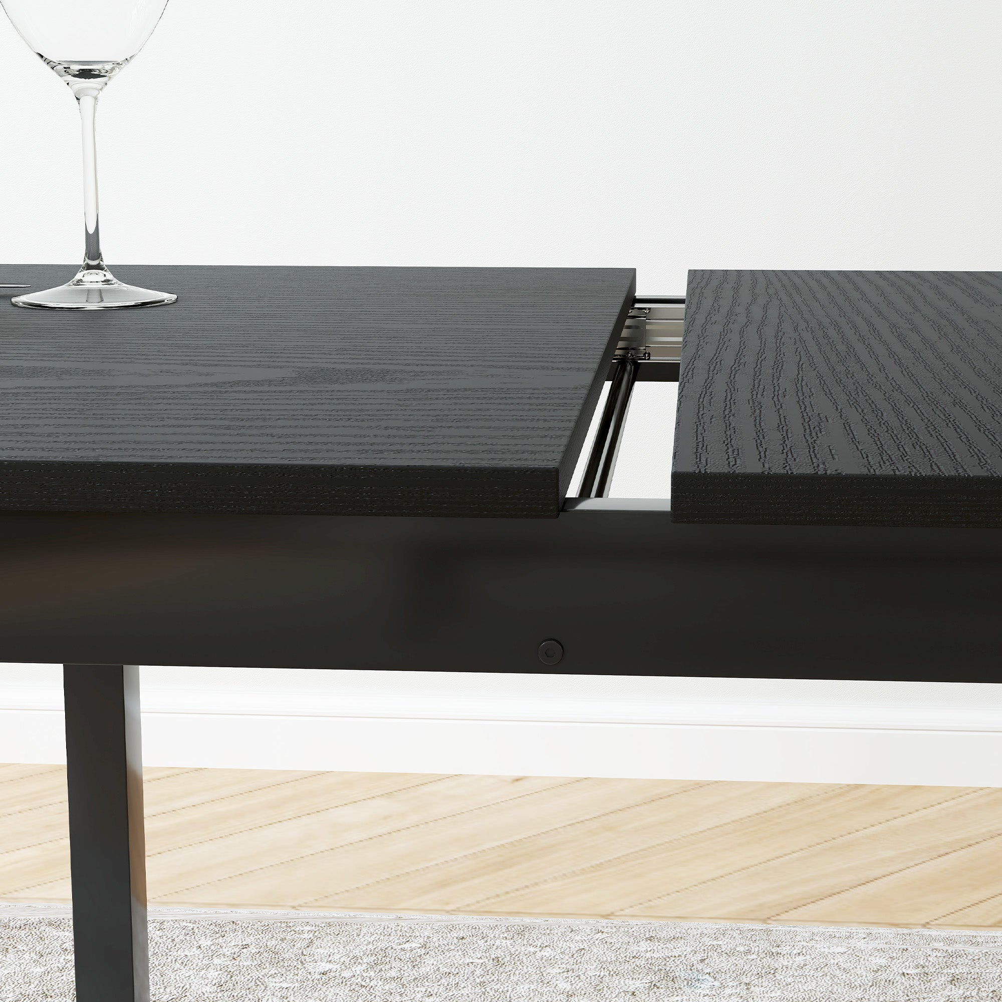 Extendable Table 4-6 Seater Expandable 120-160cm with Steel Legs, Black