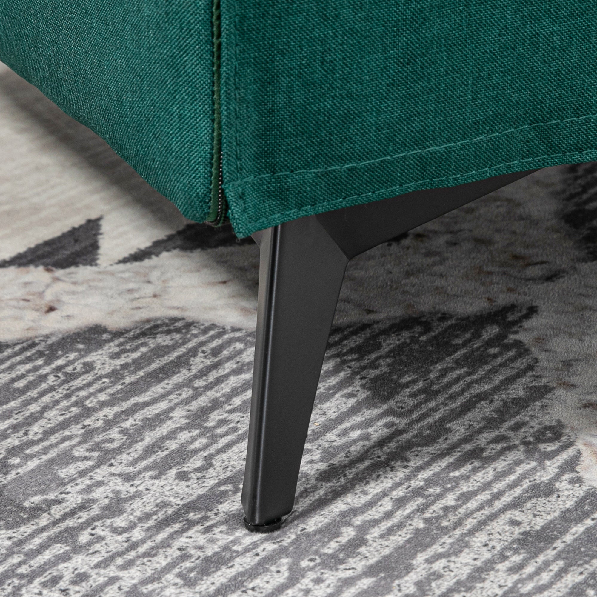 Furnishing armchair in breathable linen-effect fabric with rolled armrests, 63x71x83 cm, green - Borgè