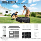 Outsunny 3x6m Folding Gazebo with Walls and Adjustable Height, UV Protection 50+, Light Grey