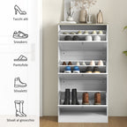 Space-Saving 3-Drawer Shoe Rack with 2-Tier Adjustable Shelves, Wooden, 60x23.5x115 cm, White
