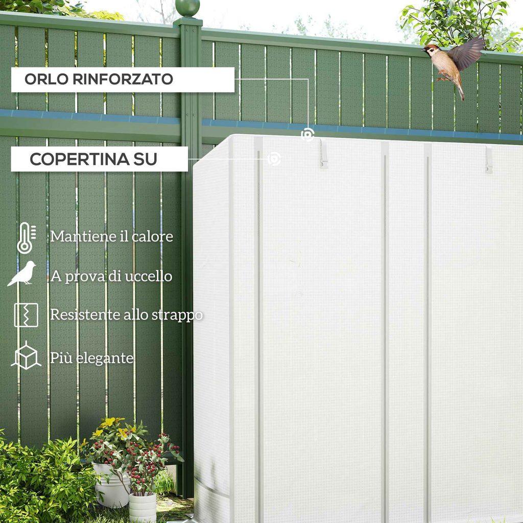 Outsunny Garden Greenhouse with 2 Roll-Up Doors, 3-Tier Shelving and Side Pockets, White and Gray