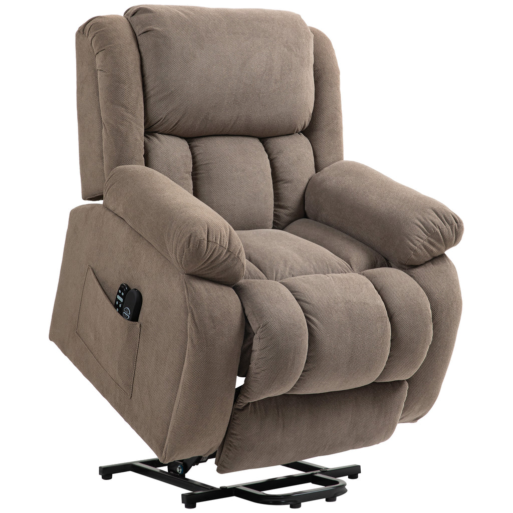 Lift Massage Reclining Chair with 2 Pockets and Remote Control, 93x104x105 cm, Light Brown 5