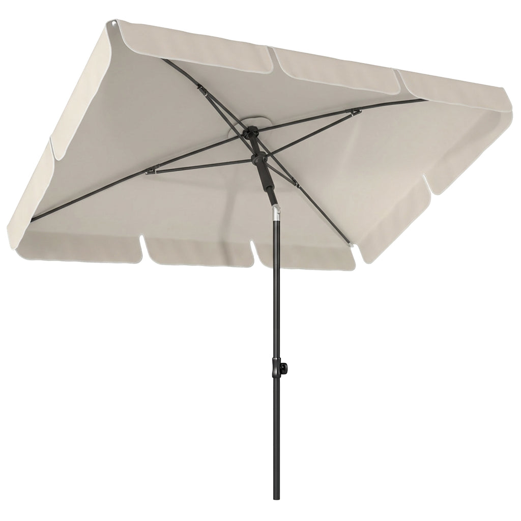 Outsunny Rectangular Umbrella with 3 Tilts, in Metal and Polyester, 183x122x222 cm, Beige