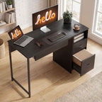 Office Desk Space-Saving Computer Table, 120x52.3 cm, Black
