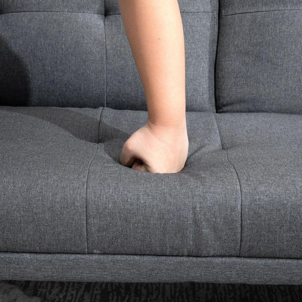 3 Seater Reclining Sofa Bed with 2 Detachable Armrests, in Linen Effect Fabric and Poplar Wood, 181x77x78 cm