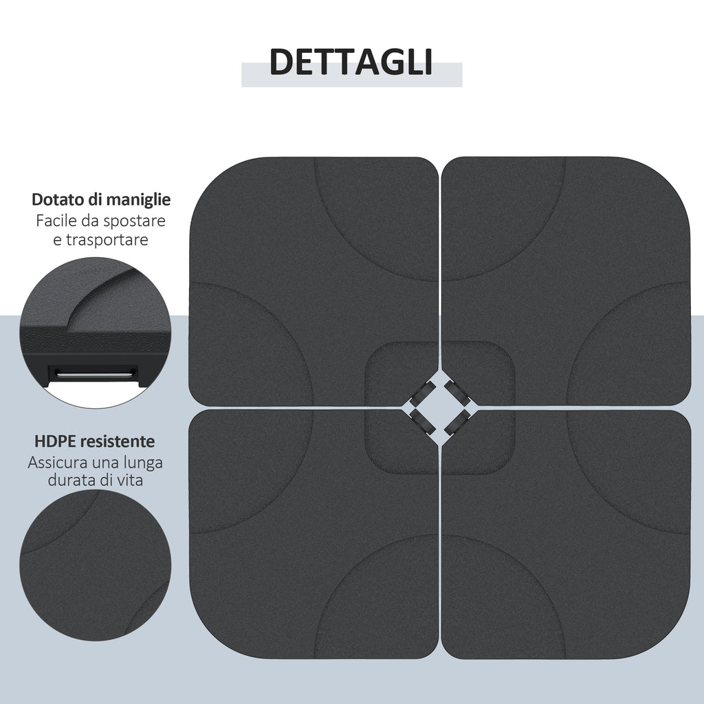 4-Piece Plastic Garden Umbrella Base Set 50 x 50 x 7.5cm