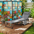 Folding and Reclining Garden Deckchair with 5 Levels with Side Table and Pocket, 60x190x31 cm, Gray and Black