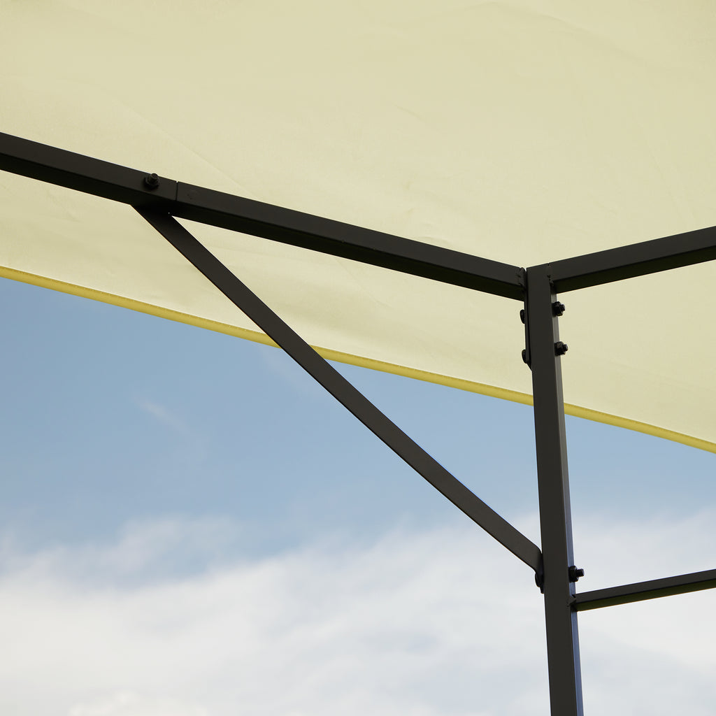 Gazebo 3x3 m with Reinforced Canopy and 4 Screws, Powder-Coated Steel, Black and Cream