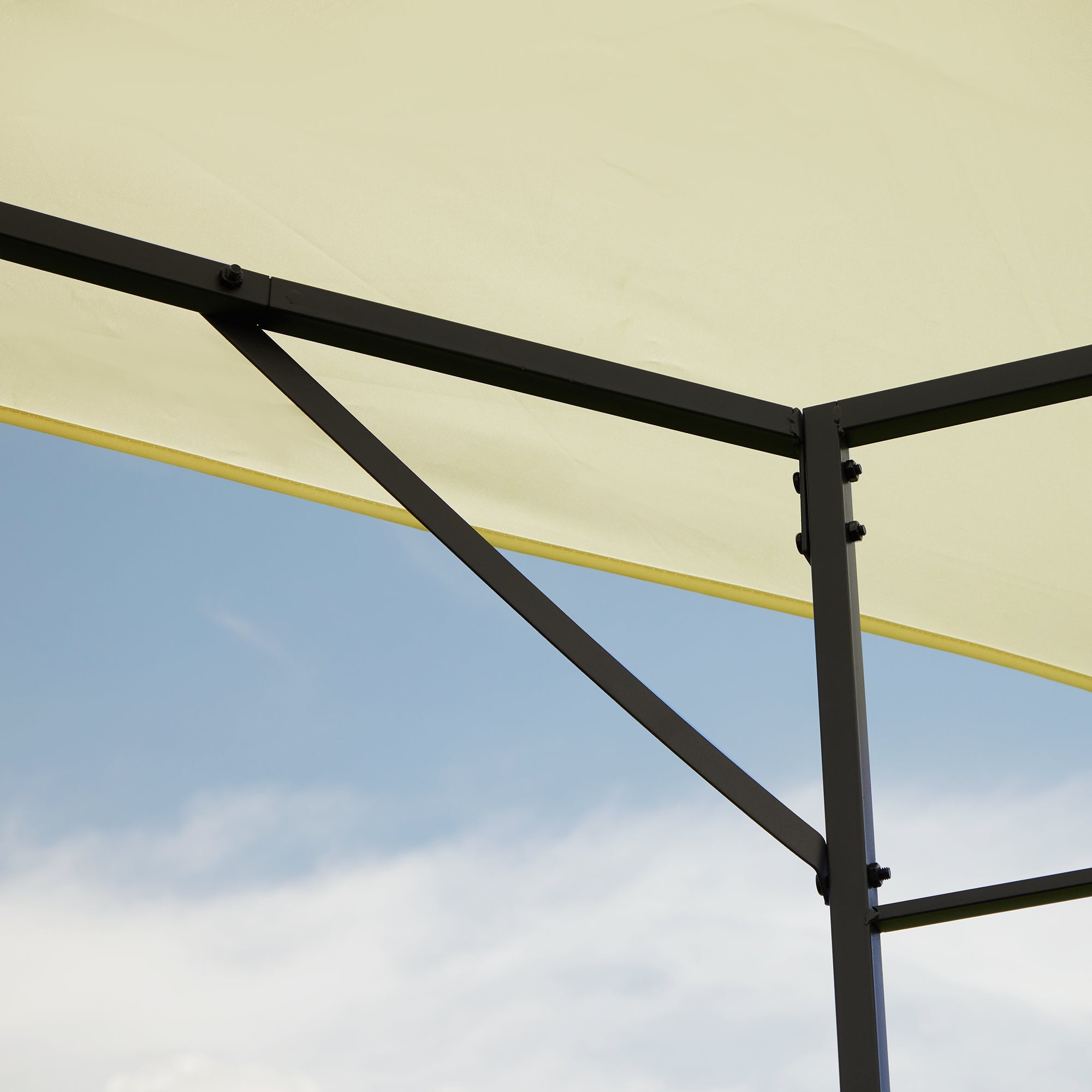 Gazebo 3x3 m with Reinforced Canopy and 4 Screws, Powder-Coated Steel, Black and Cream