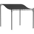 Outsunny 2.5 x 3 m Wall-Mounted Waterproof Garden Pergola with Metal Frame, Drainage Holes, Sun Shade Cover, Dark Grey