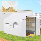 Outsunny 2x3x2 m Tunnel Greenhouse with Roller Doors and Windows and Pointed Roof, in Steel and PE, White