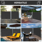 Extendable Garden Privacy Screen 3x1.8m, Anti-UV Polyester and Aluminum, Grey