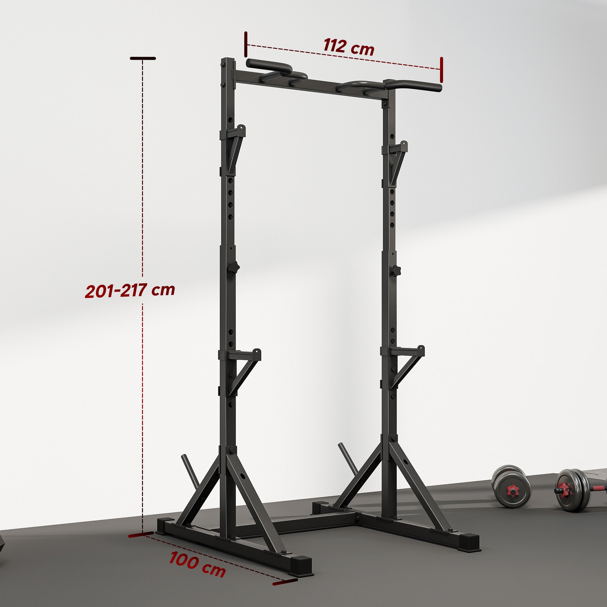 Multifunctional Height-Adjustable Squat Rack and Barbell Rack, Black