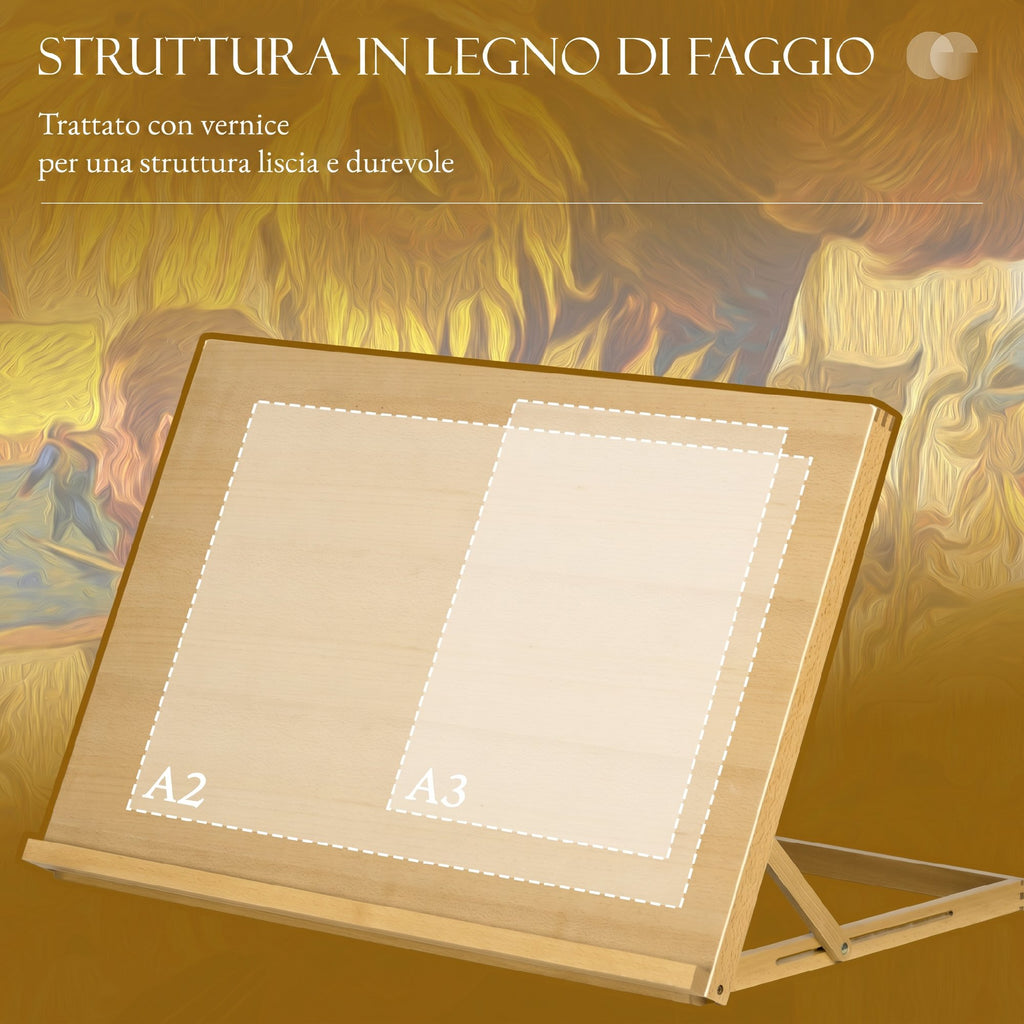 Vinsetto A2 Wooden Tabletop Easel, Adjustable Drawing Board, Portable Desk Station for Artists and Creatives