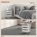 HOMCOM Multipurpose Trolley with 3 Removable Baskets and Wheels for Kitchen and Office in Steel and PP, White - Borgè