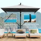 Cantilever Garden Umbrella 3x2.5 m with Crank, Tiltable and Swivel with Cover, Gray
