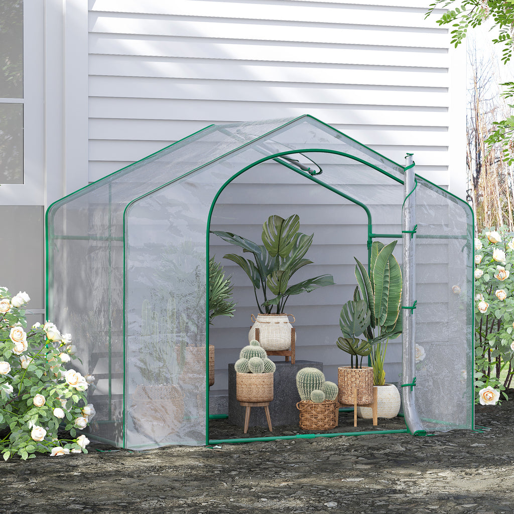 Outsunny Outdoor Greenhouse with Zip Entry and Top Air Vent, in Plastic and Steel, 180x100x152 cm, Transparent