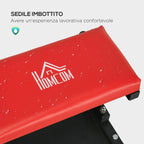 HOMCOM Padded Workshop Stool with Wheels and Tool Tray in Steel and PU, 38x35x37cm, Red - Borgè