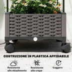 Outsunny 185cm Raised Trellis Planter with Drainage Holes and 4 Wheels, PE and PP Coated Metal, Black
