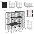 Modular Pet Playpen with 31 Panels, 2 Doors and 2 Ramps, Made of Steel and PP, 105x45x105 cm, Black