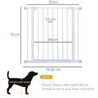 Expandable Pet Safety Gate Easy Installation with Pressure Mounts Heavy Duty Steel with a Powder Coated Finish White 76x76-82cm