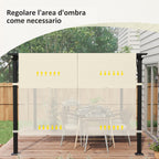 3x3m Polyester Pergola Gazebo Cover with Pockets and Straps, 488x122cm, Cream White