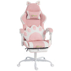 Gaming Chair Ergonomic Reclining Gaming Chair with Footrest Pink
