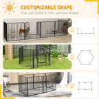 PAWHUT FENCE FOR 6 DOGS with 6 modular and outdoor modular panels, in steel, 164x83x80 cm, black - Borgè