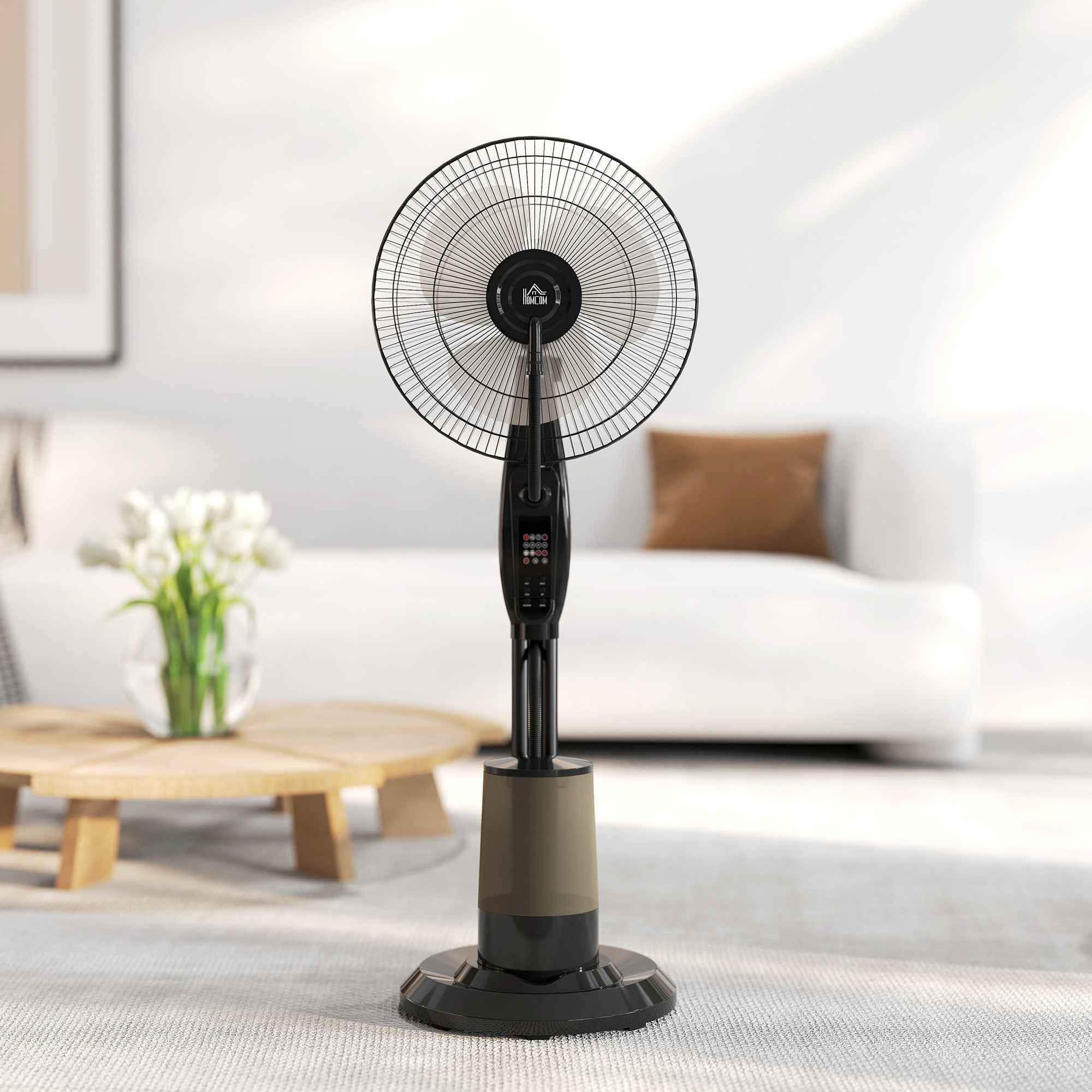 HOMCOM Misting Fan with 3.2L Tank, 3 Modes and 3 Speeds, 70° Oscillation, Timer, Remote Control
