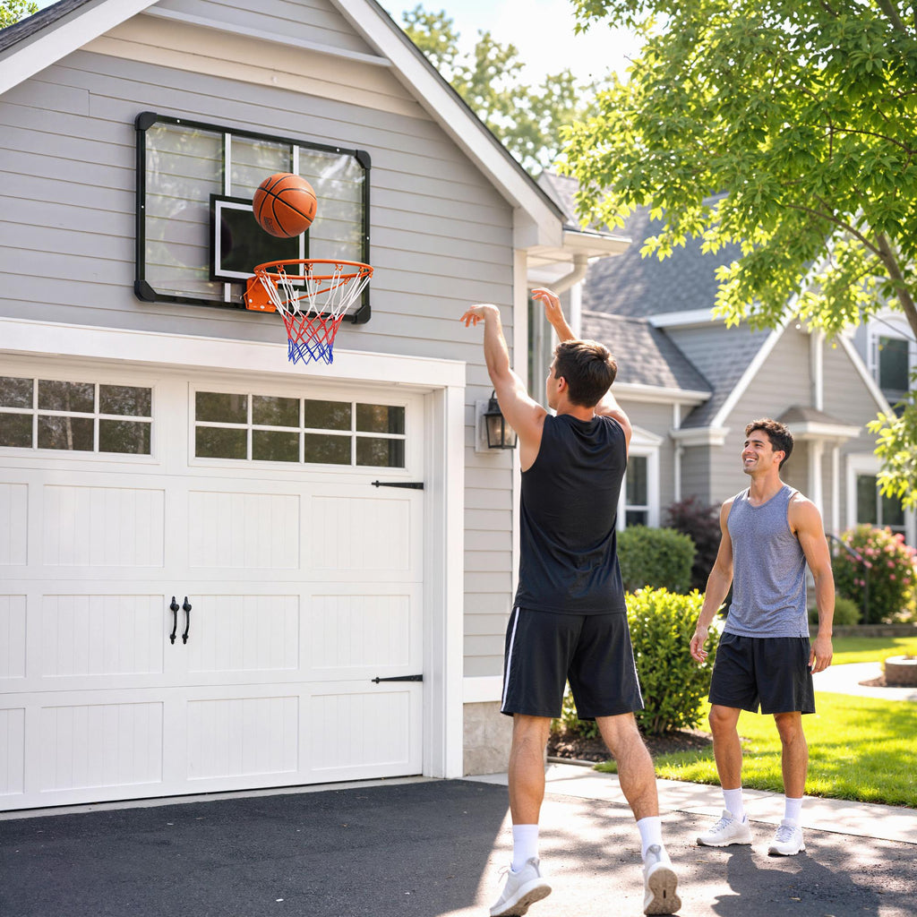 SPORTNOW Outdoor Wall-Mounted Basketball Hoop 113x73 cm, Ø45 cm Rim and Net, Black