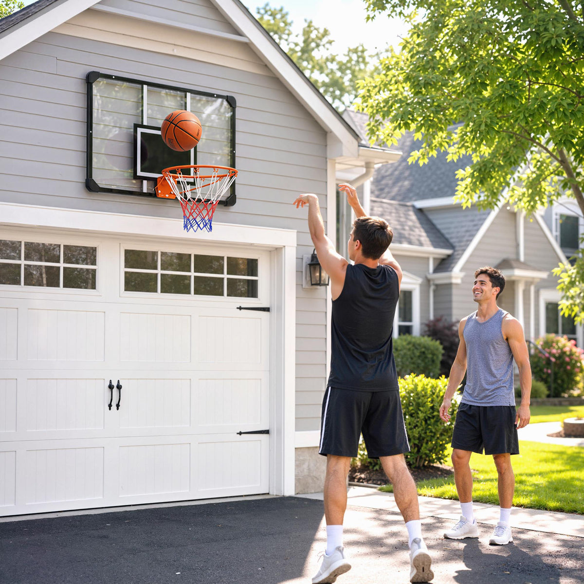 SPORTNOW Outdoor Wall-Mounted Basketball Hoop 113x73 cm, Ø45 cm Rim and Net, Black