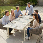 Outsunny Extendable Garden Table for 6-8 People, Aluminum with Slatted Top, White
