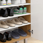 HOMCOM Modern Shoe Rack for 15-20 Pairs of Shoes, 5 Shelves and Soft Closing, Glossy White - Borgè