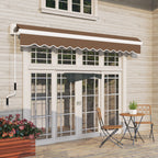 4x2.5m Hand Cranked Metal and Aluminum Outdoor Awning, Rust Red