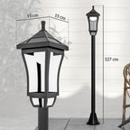 Outsunny Garden Lamp with 6h Autonomy and Ground Anchoring, in ABS and Polycarbonate, 15x15x127 cm, Black - Borgè